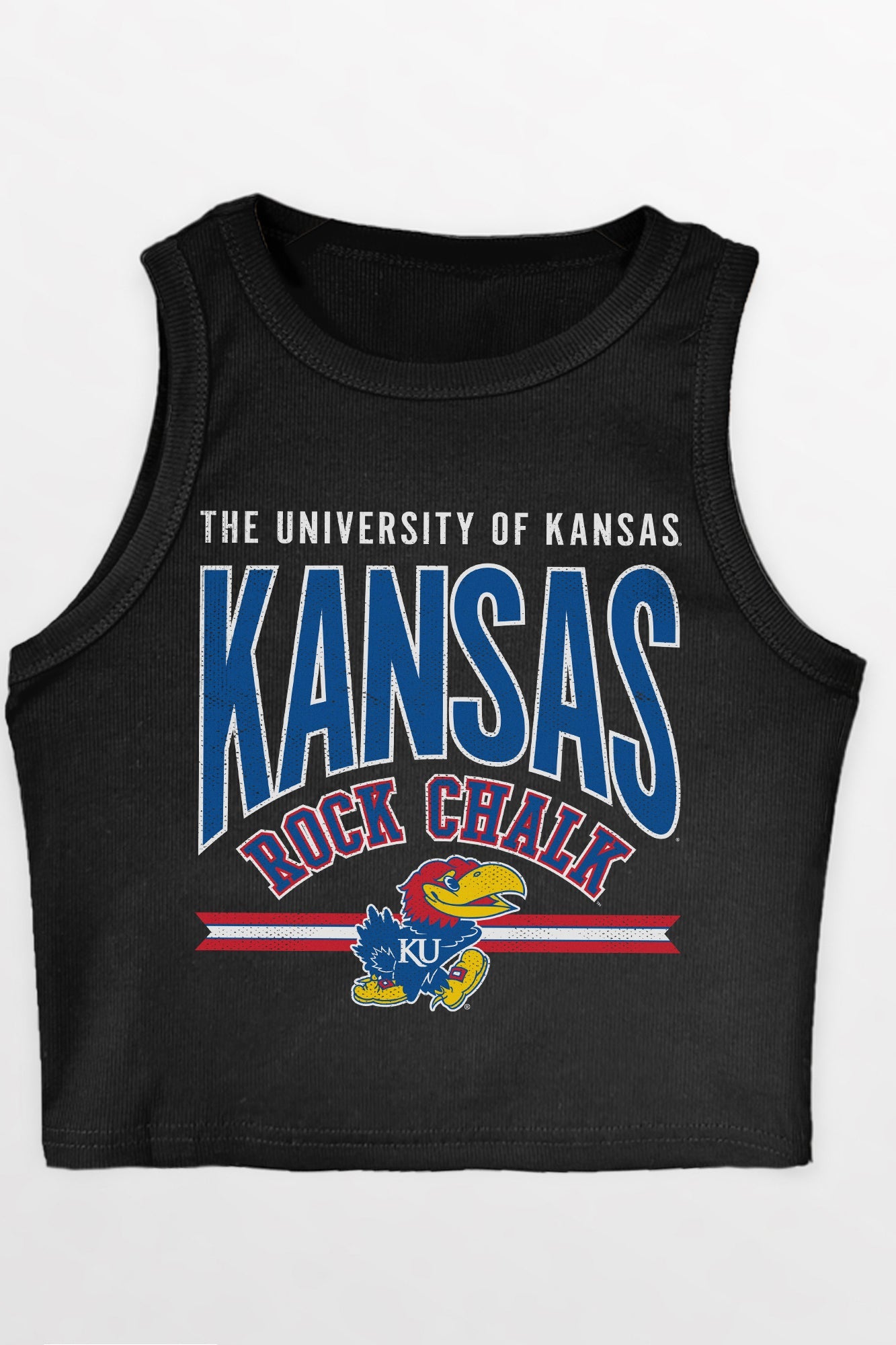 KANSAS JAYHAWKS MIC DROP ESSENTIAL RIBBED CROP TANK