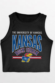 KANSAS JAYHAWKS MIC DROP ESSENTIAL RIBBED CROP TANK