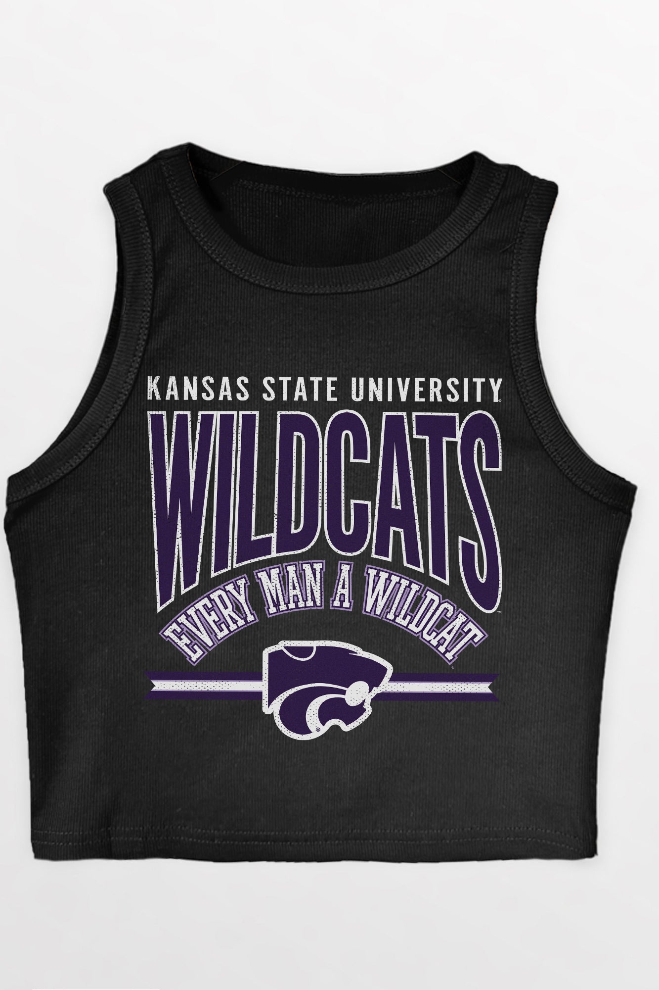KANSAS STATE WILDCATS MIC DROP ESSENTIAL RIBBED CROP TANK