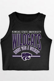 KANSAS STATE WILDCATS MIC DROP ESSENTIAL RIBBED CROP TANK