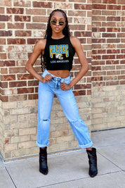 LOS ANGELES CHARGERS PURE VICTORY ESSENTIAL RIBBED CROP TANK