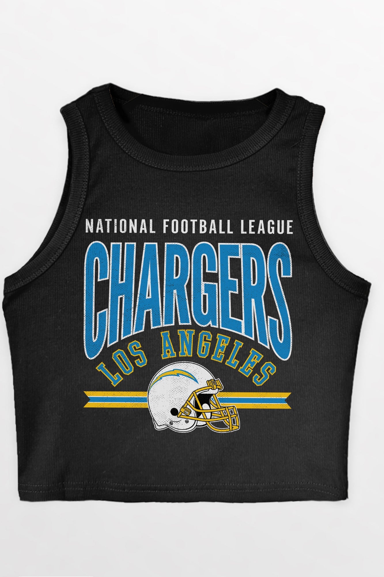 LOS ANGELES CHARGERS MIC DROP ESSENTIAL RIBBED CROP TANK