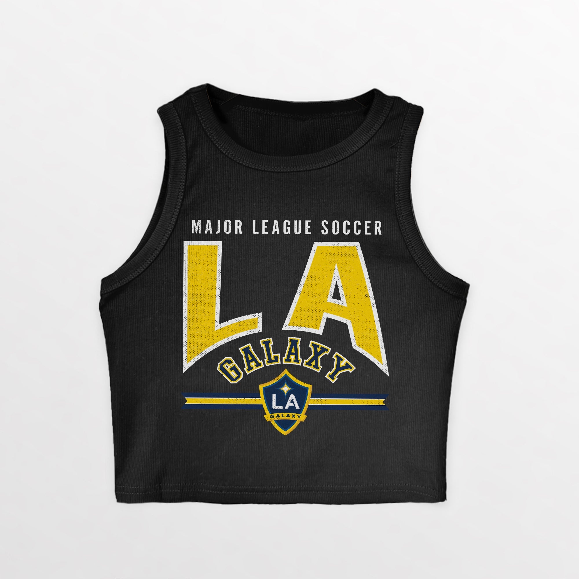 LOS ANGELES GALAXY MIC DROP ESSENTIAL RIBBED CROP TANK
