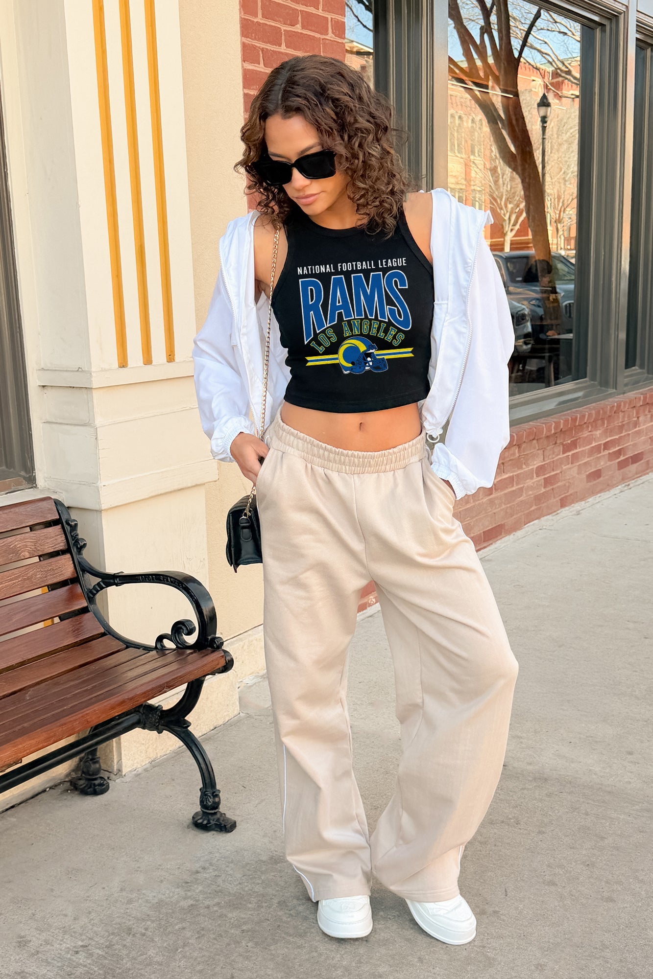 LOS ANGELES RAMS MIC DROP ESSENTIAL RIBBED CROP TANK