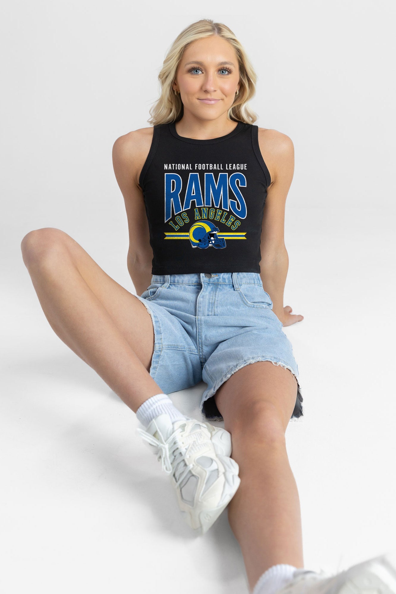 LOS ANGELES RAMS MIC DROP ESSENTIAL RIBBED CROP TANK