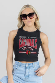 LOUISVILLE CARDINALS MIC DROP ESSENTIAL RIBBED CROP TANK