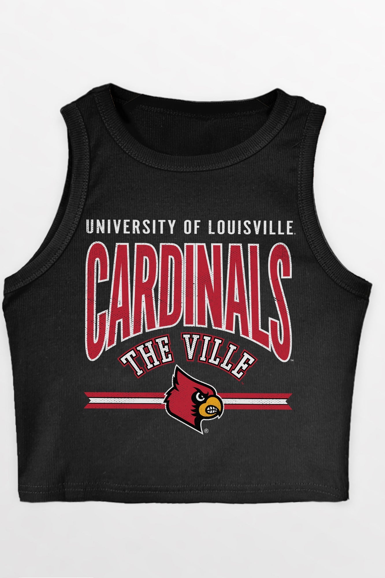 LOUISVILLE CARDINALS MIC DROP ESSENTIAL RIBBED CROP TANK