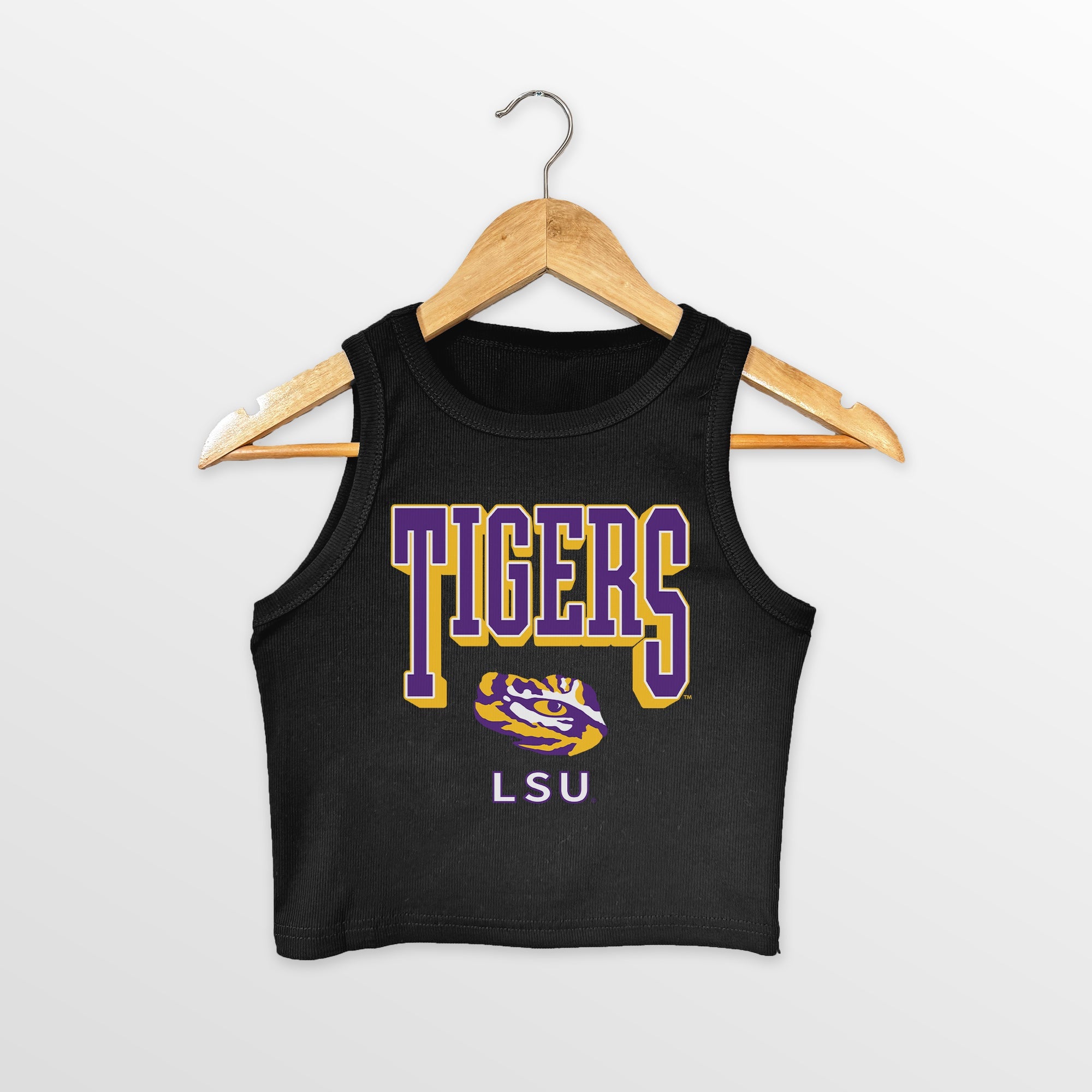 LSU TIGERS PURE VICTORY ESSENTIAL RIBBED CROP TANK