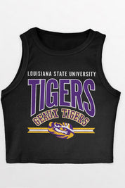 LSU TIGERS MIC DROP ESSENTIAL RIBBED CROP TANK