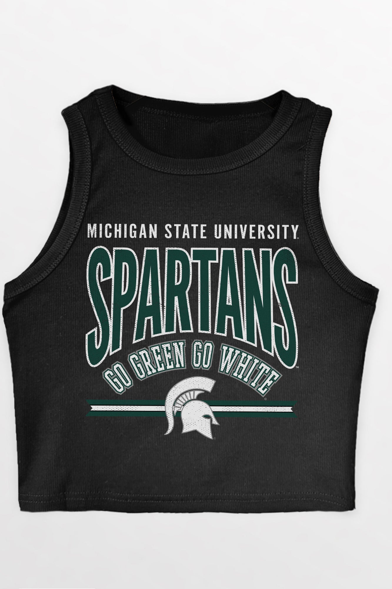MICHIGAN STATE SPARTANS MIC DROP ESSENTIAL RIBBED CROP TANK