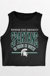 MICHIGAN STATE SPARTANS MIC DROP ESSENTIAL RIBBED CROP TANK