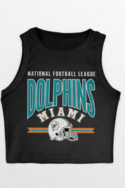 MIAMI DOLPHINS MIC DROP ESSENTIAL RIBBED CROP TANK