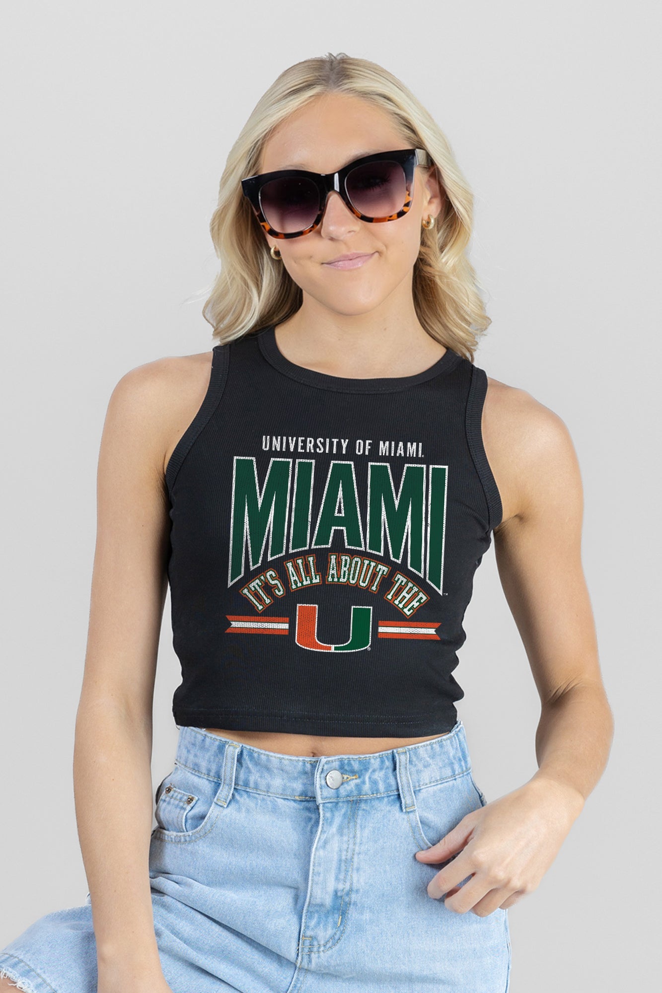 MIAMI HURRICANES MIC DROP ESSENTIAL RIBBED CROP TANK