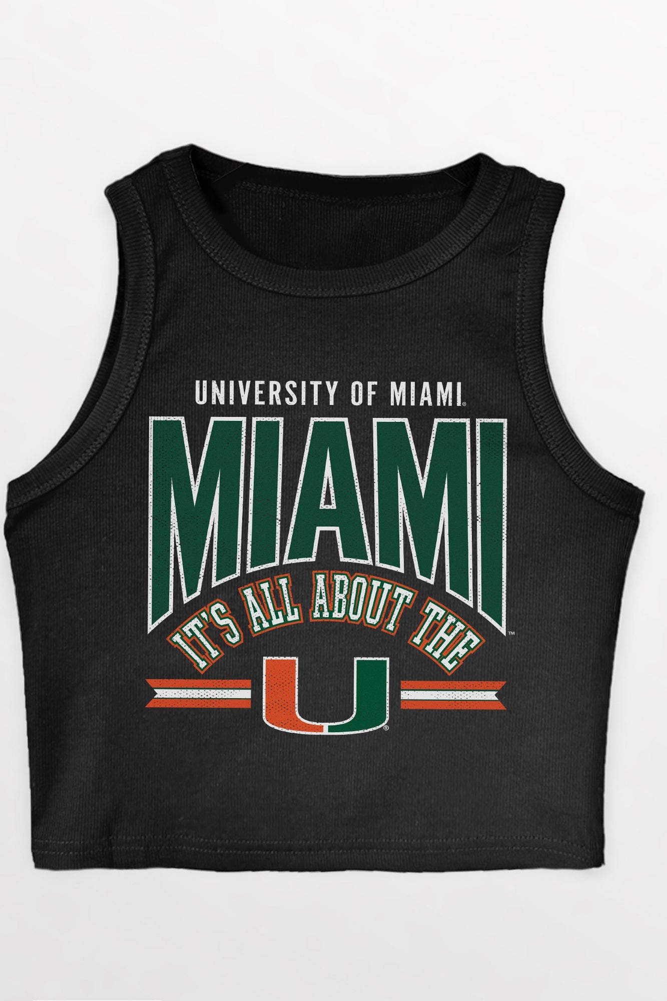 MIAMI HURRICANES MIC DROP ESSENTIAL RIBBED CROP TANK