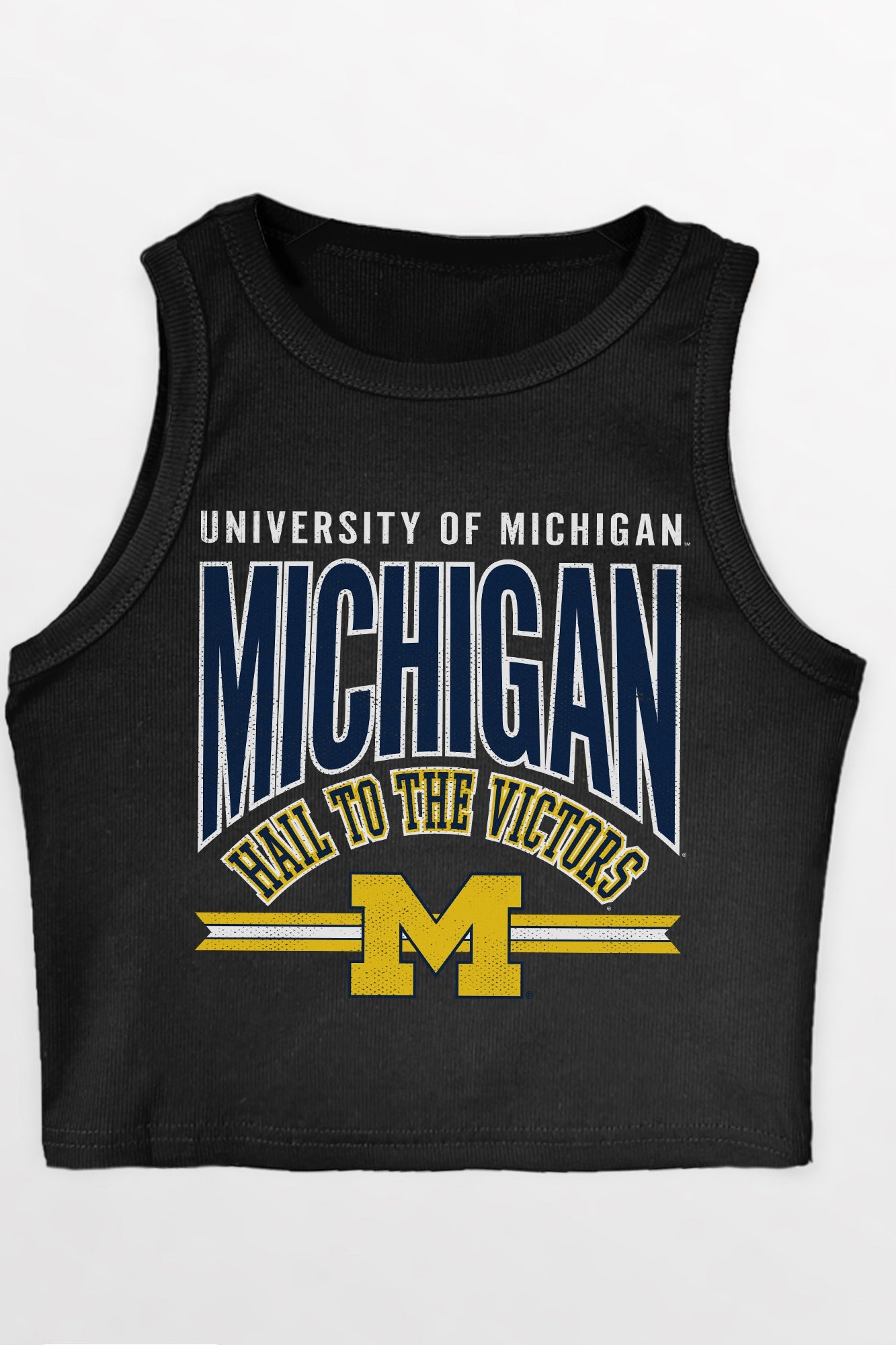 MICHIGAN WOLVERINES MIC DROP ESSENTIAL RIBBED CROP TANK