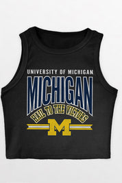 MICHIGAN WOLVERINES MIC DROP ESSENTIAL RIBBED CROP TANK