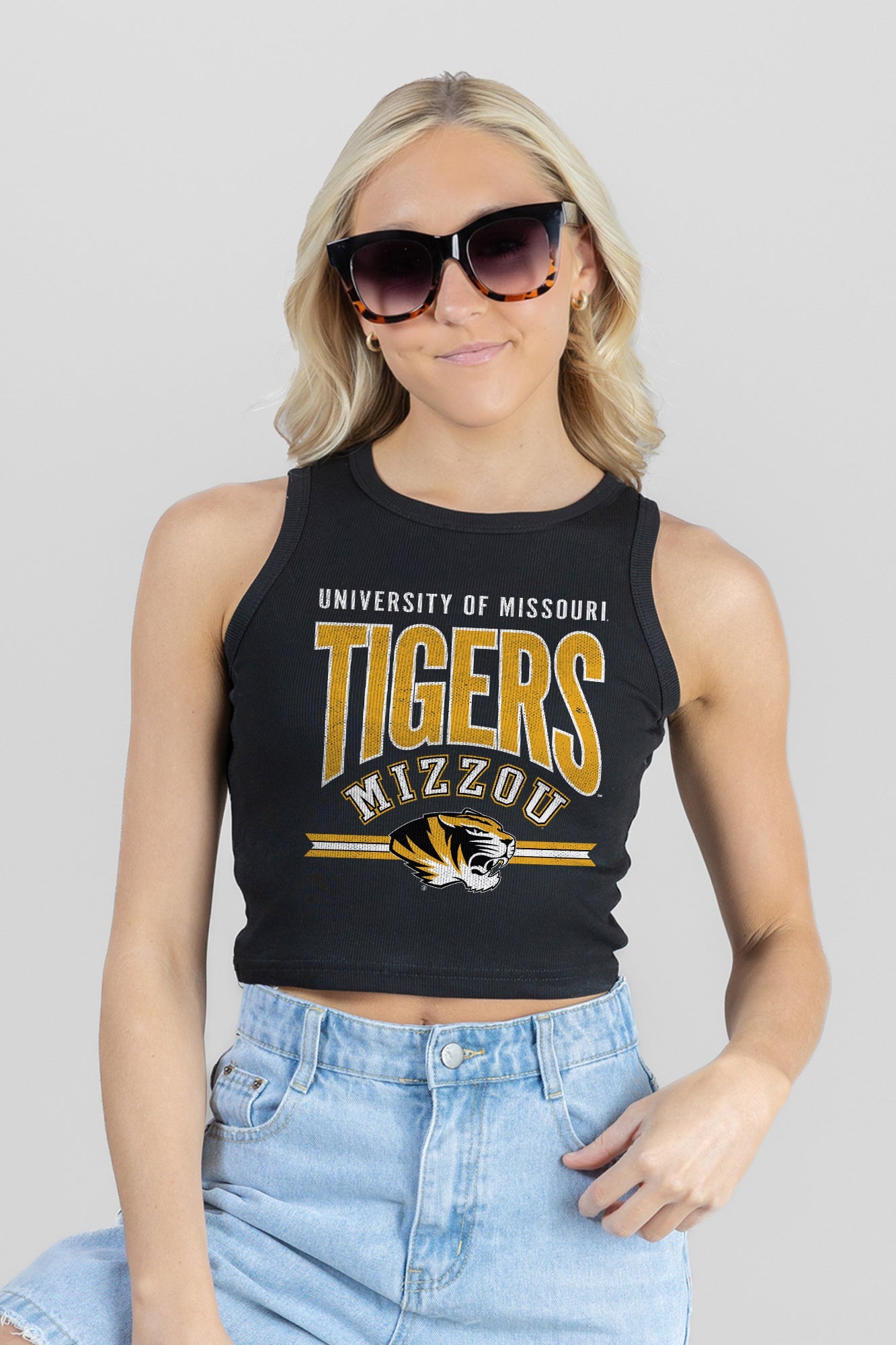 MISSOURI TIGERS MIC DROP ESSENTIAL RIBBED CROP TANK