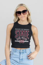 MISSISSIPPI STATE BULLDOGS MIC DROP ESSENTIAL RIBBED CROP TANK