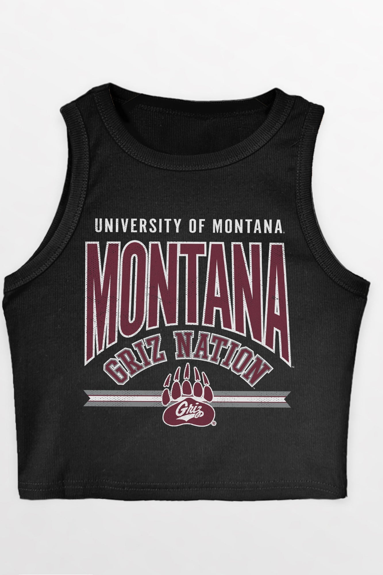 MONTANA GRIZZLIES MIC DROP ESSENTIAL RIBBED CROP TANK