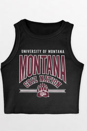 MONTANA GRIZZLIES MIC DROP ESSENTIAL RIBBED CROP TANK