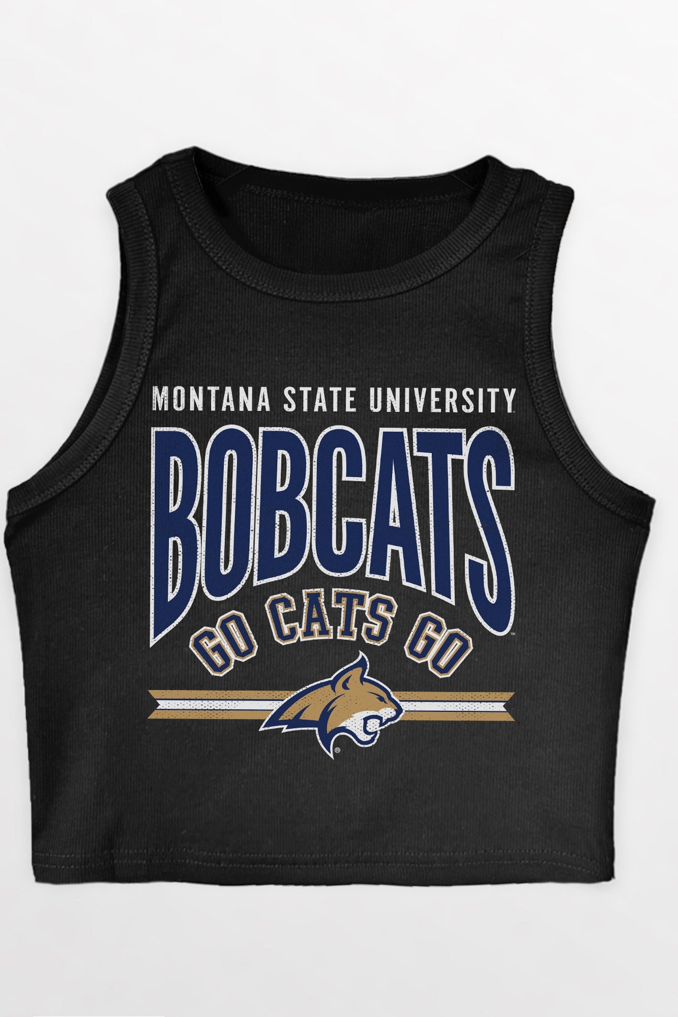 MONTANA STATE BOBCATS MIC DROP ESSENTIAL RIBBED CROP TANK