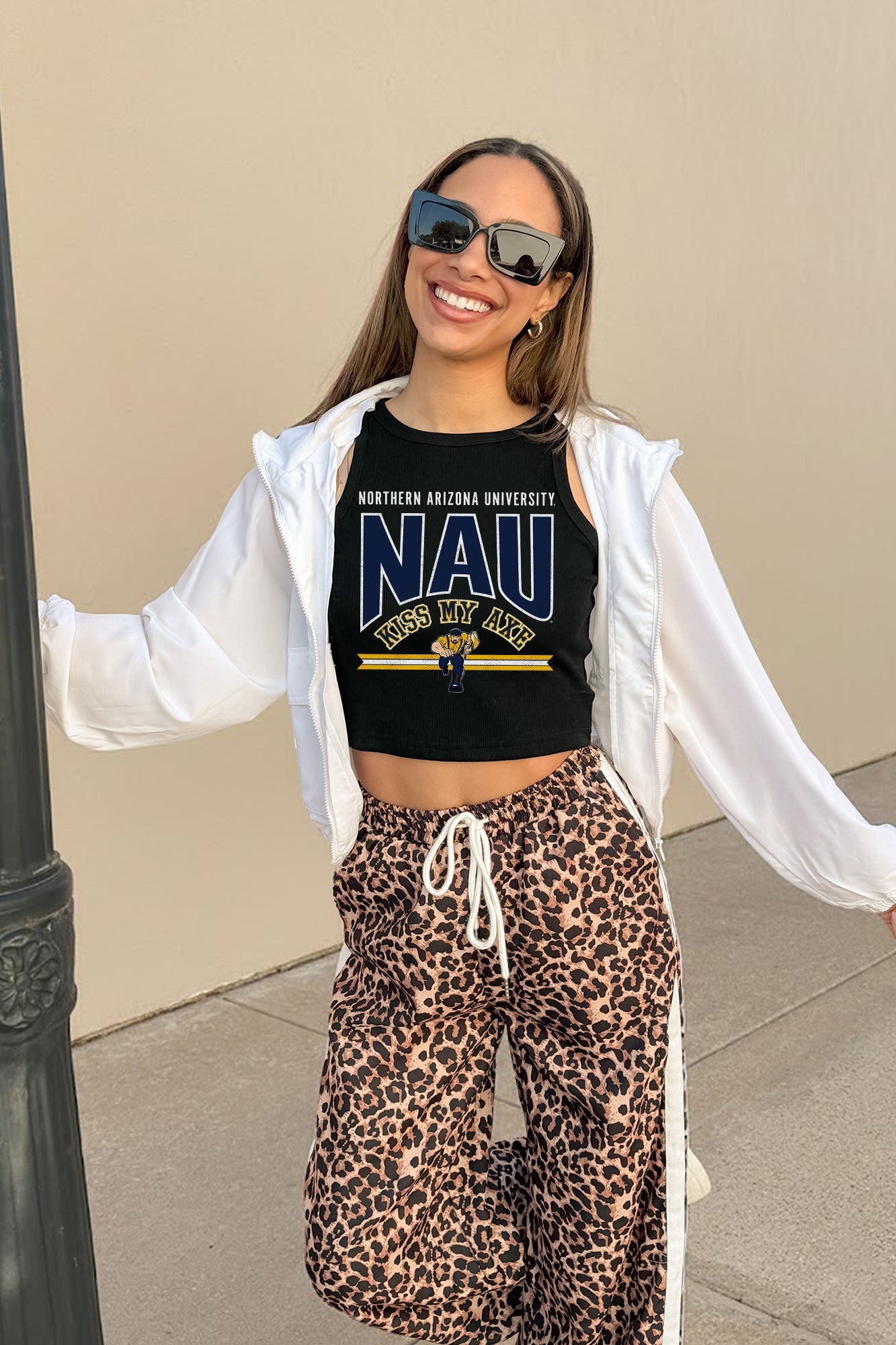 NORTHERN ARIZONA LUMBERJACKS MIC DROP ESSENTIAL RIBBED CROP TANK