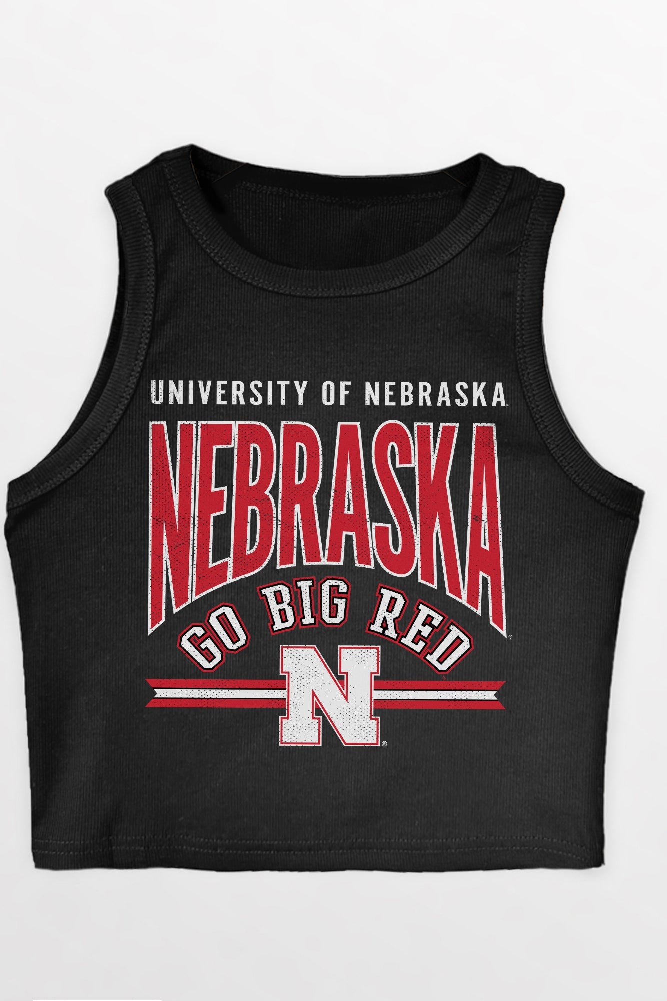 NEBRASKA CORNHUSKERS MIC DROP ESSENTIAL RIBBED CROP TANK