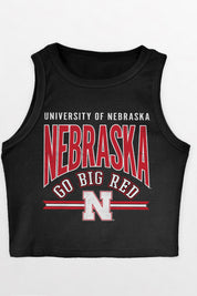 NEBRASKA CORNHUSKERS MIC DROP ESSENTIAL RIBBED CROP TANK