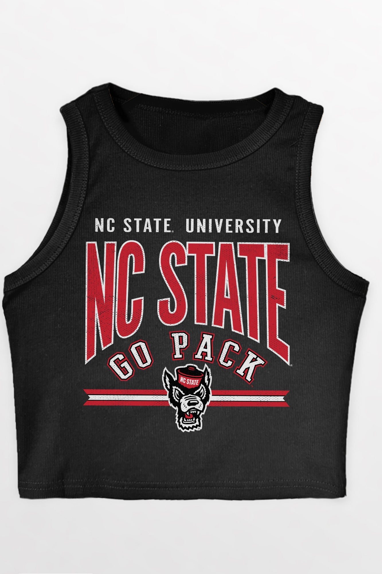 NORTH CAROLINA STATE WOLFPACK MIC DROP ESSENTIAL RIBBED CROP TANK