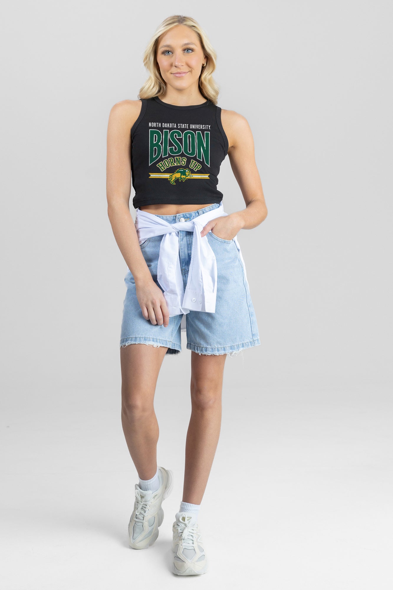NORTH DAKOTA STATE BISON MIC DROP ESSENTIAL RIBBED CROP TANK