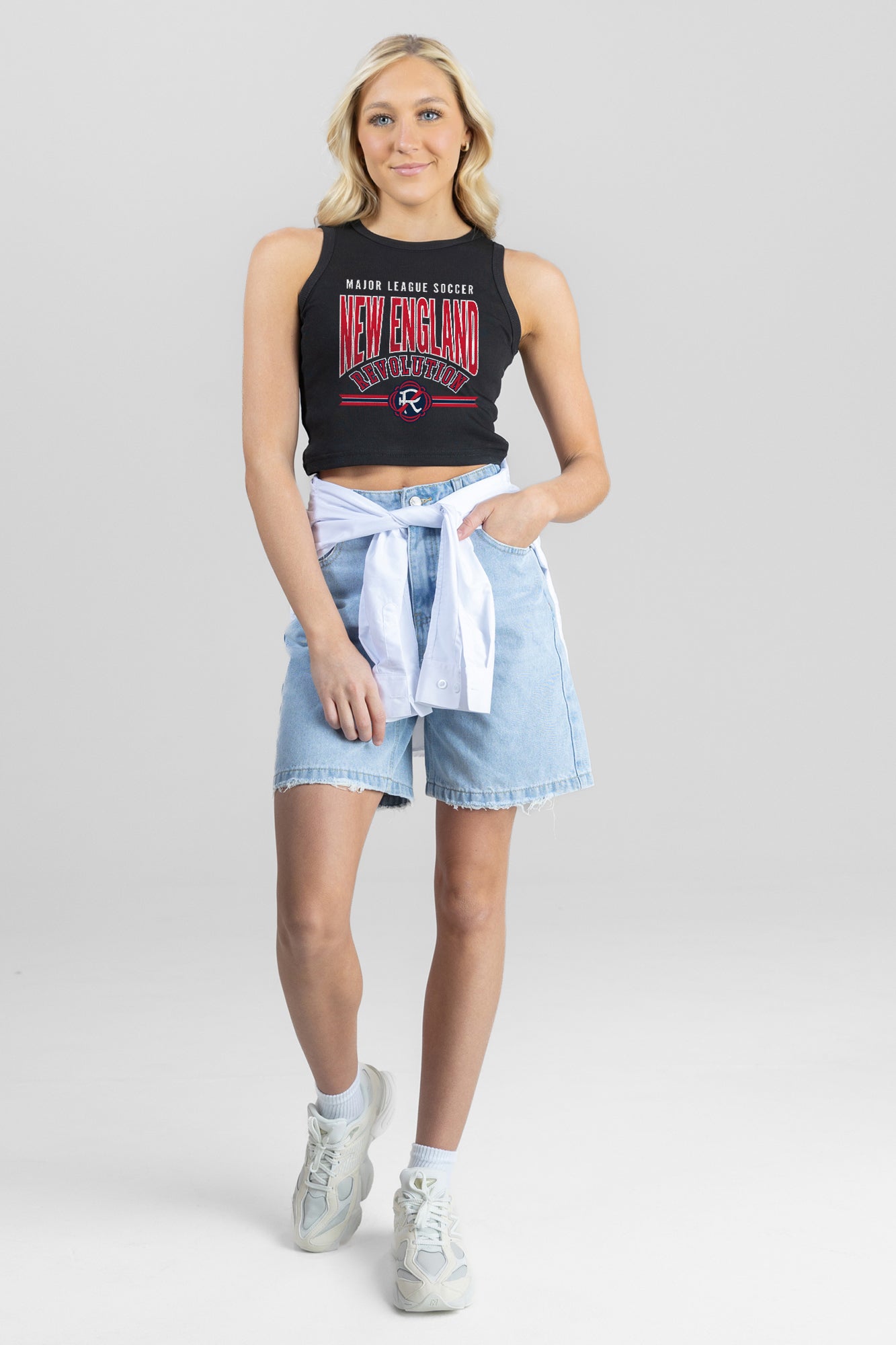 NEW ENGLAND REVOLUTION MIC DROP ESSENTIAL RIBBED CROP TANK