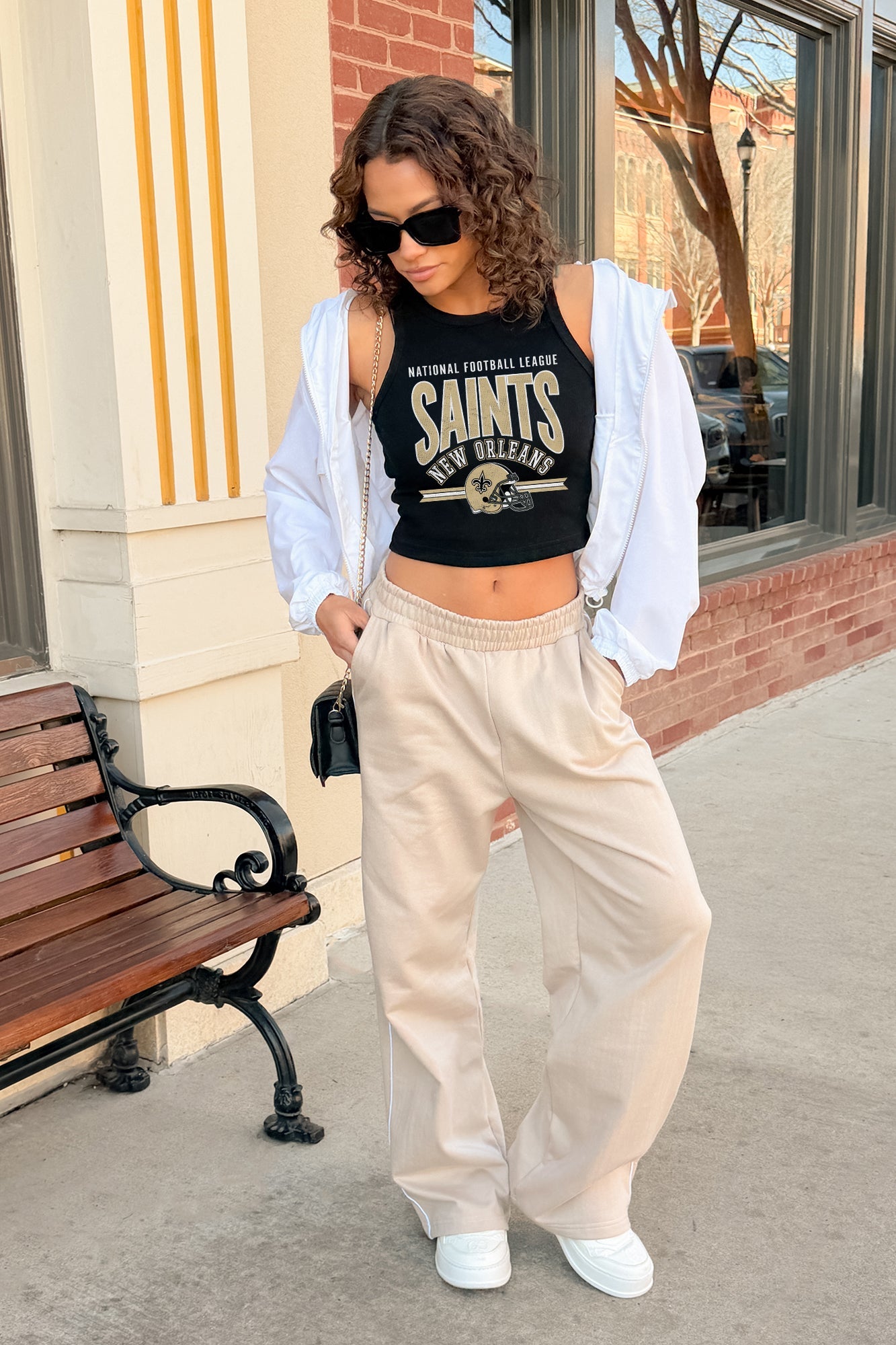 NEW ORLEANS SAINTS MIC DROP ESSENTIAL RIBBED CROP TANK
