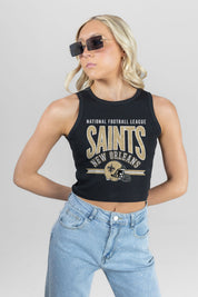 NEW ORLEANS SAINTS MIC DROP ESSENTIAL RIBBED CROP TANK