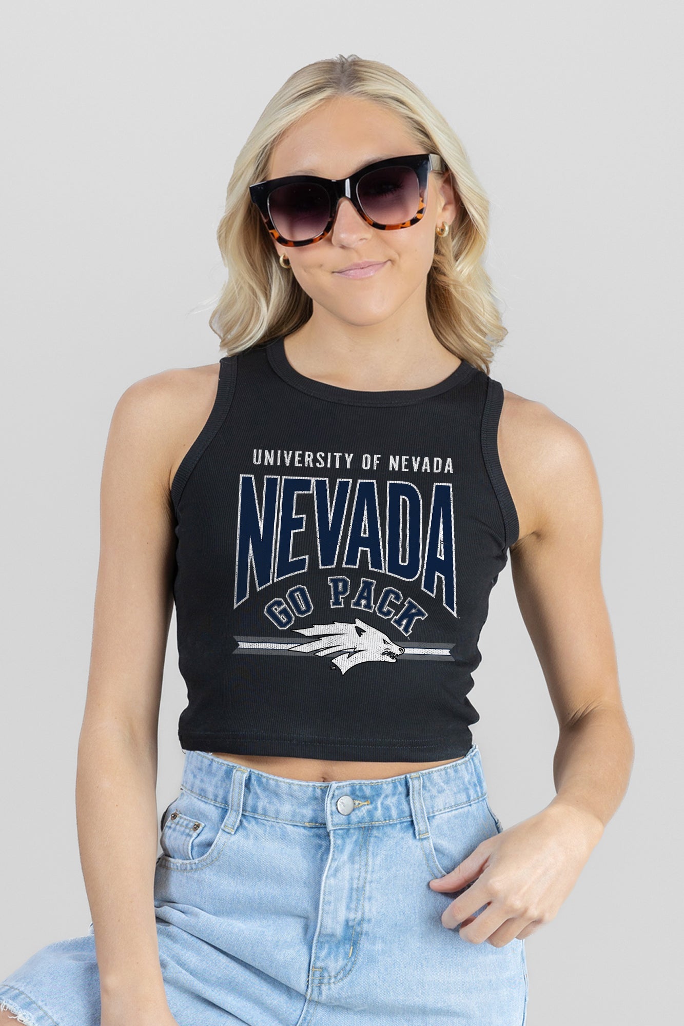 NEVADA WOLF PACK MIC DROP ESSENTIAL RIBBED CROP TANK