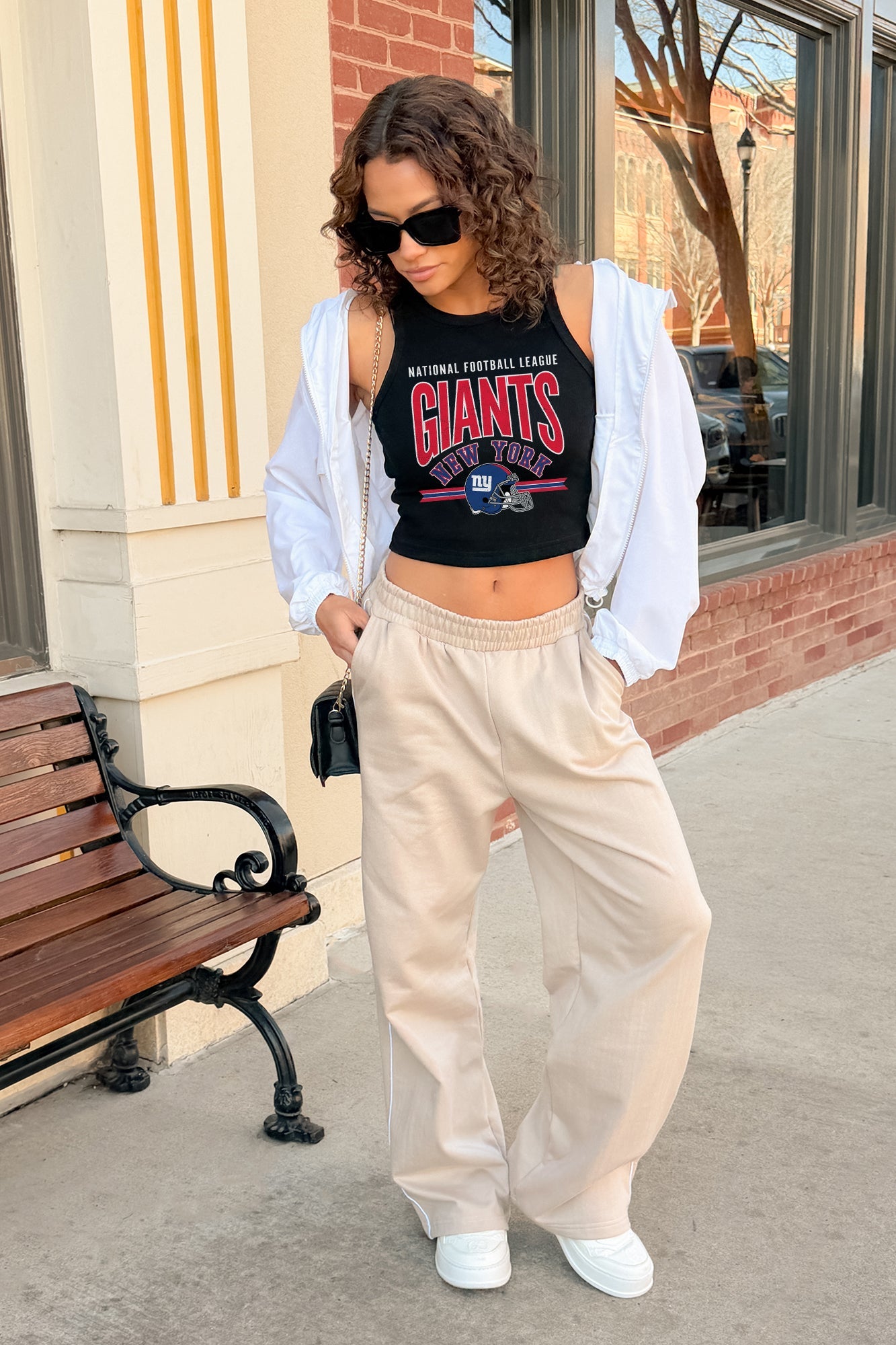 NEW YORK GIANTS MIC DROP ESSENTIAL RIBBED CROP TANK
