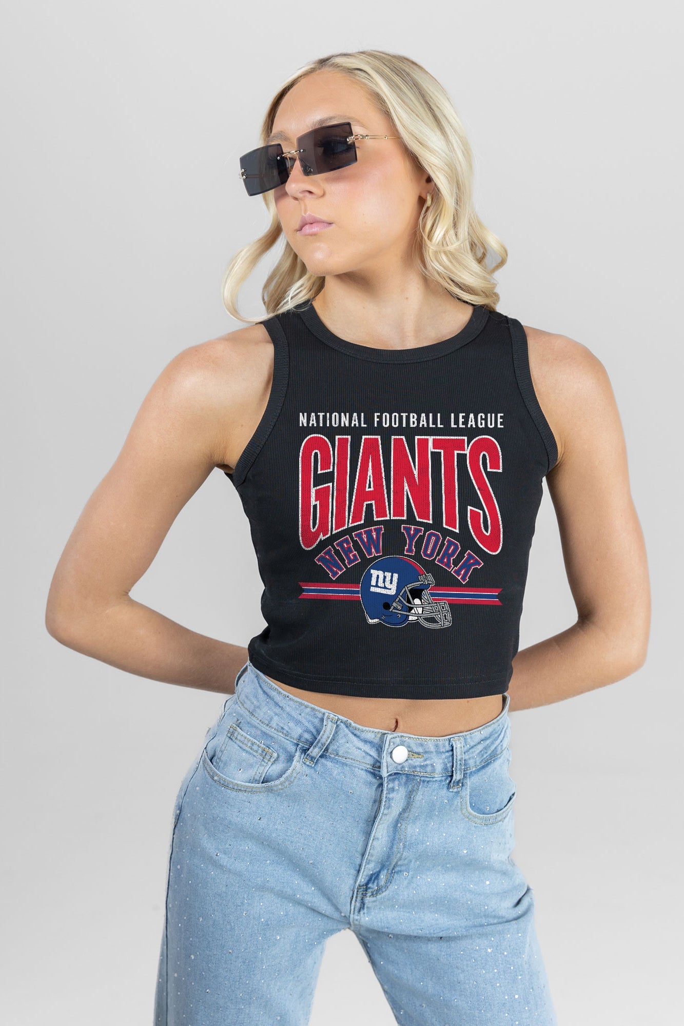 NEW YORK GIANTS MIC DROP ESSENTIAL RIBBED CROP TANK
