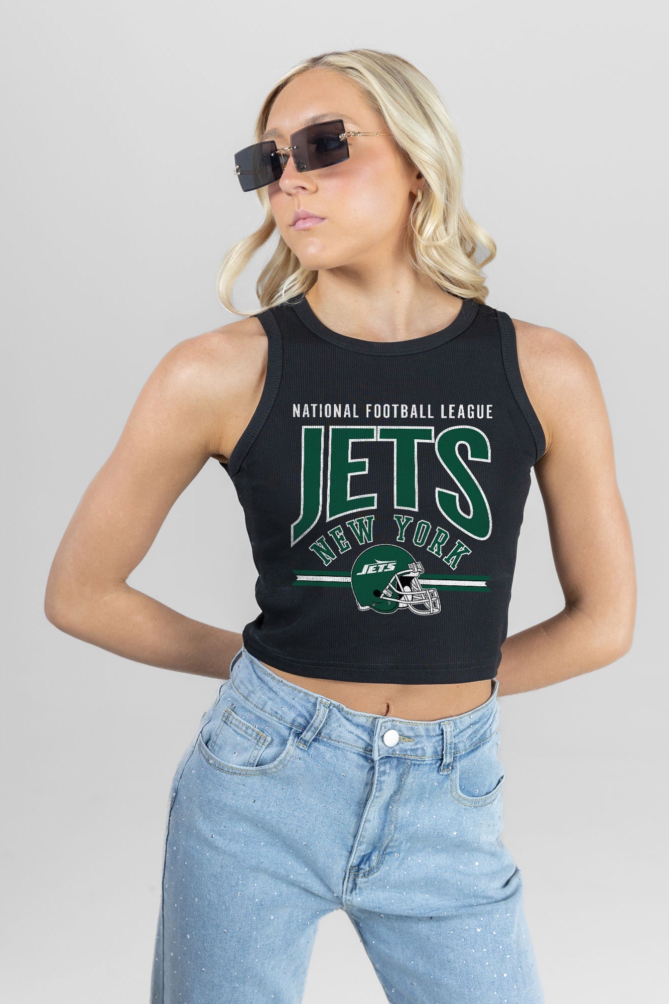 NEW YORK JETS MIC DROP ESSENTIAL RIBBED CROP TANK