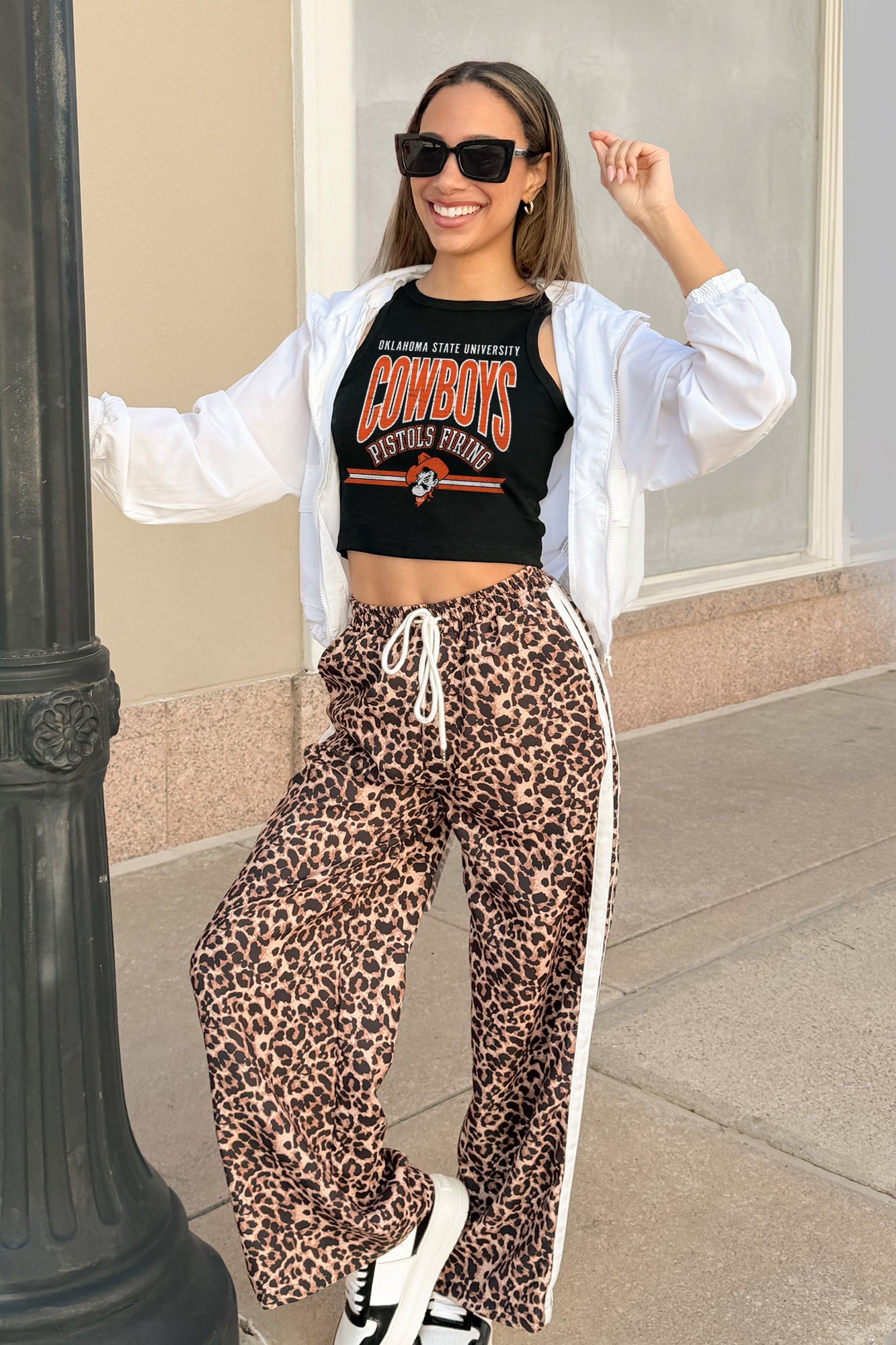 OKLAHOMA STATE COWBOYS MIC DROP ESSENTIAL RIBBED CROP TANK