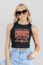 OKLAHOMA STATE COWBOYS MIC DROP ESSENTIAL RIBBED CROP TANK