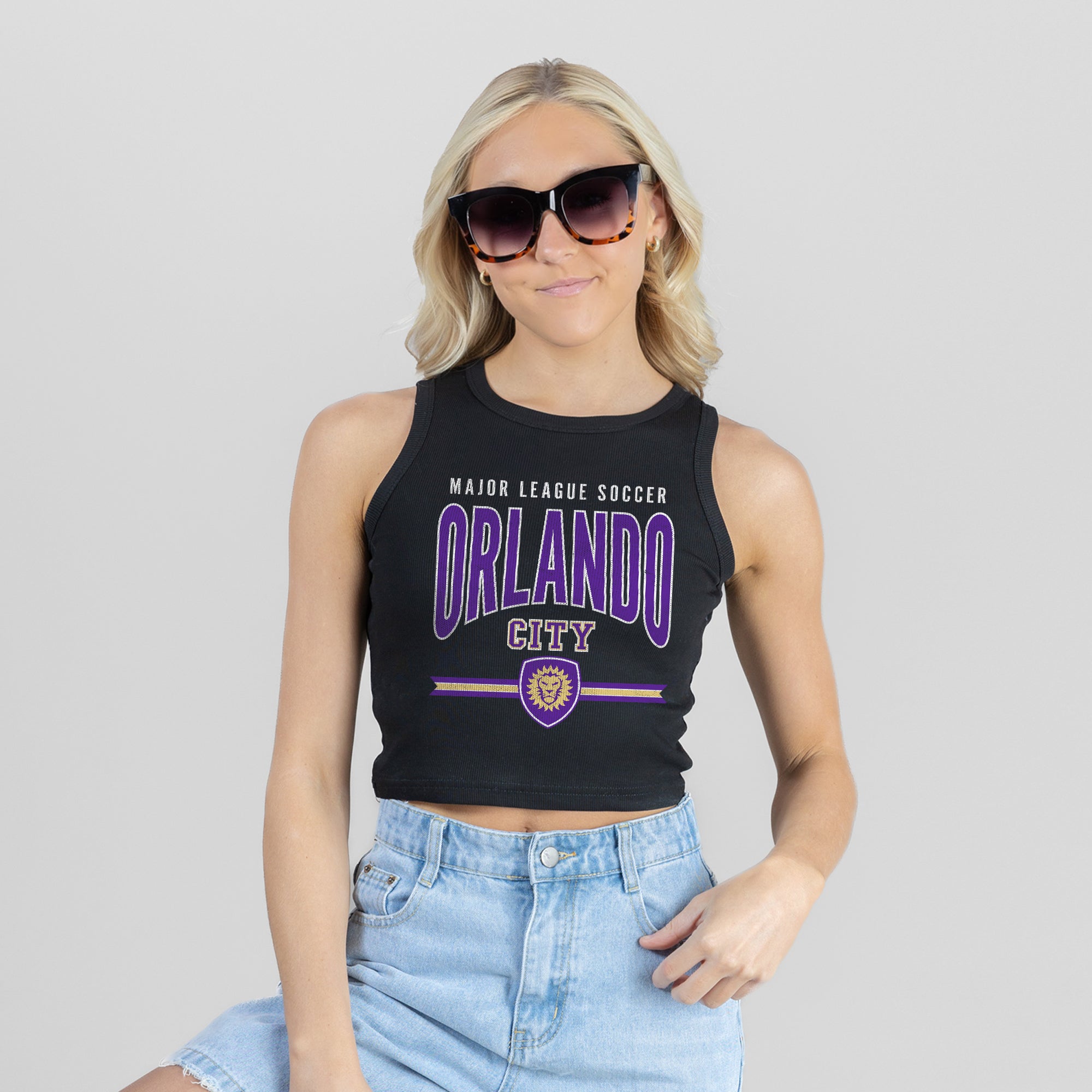 ORLANDO CITY SC MIC DROP ESSENTIAL RIBBED CROP TANK