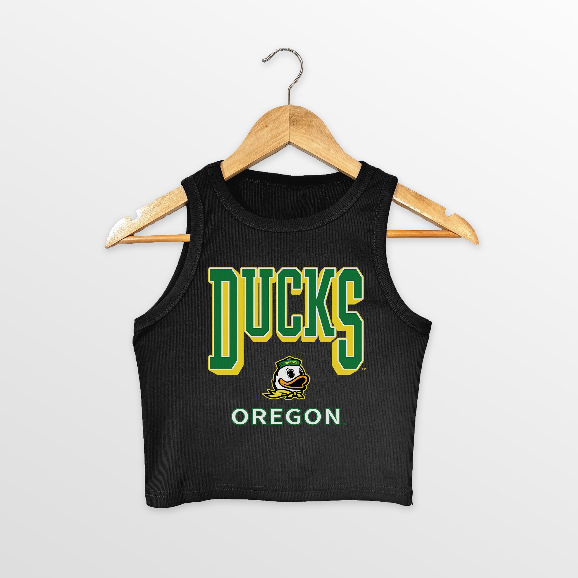 OREGON DUCKS PURE VICTORY ESSENTIAL RIBBED CROP TANK