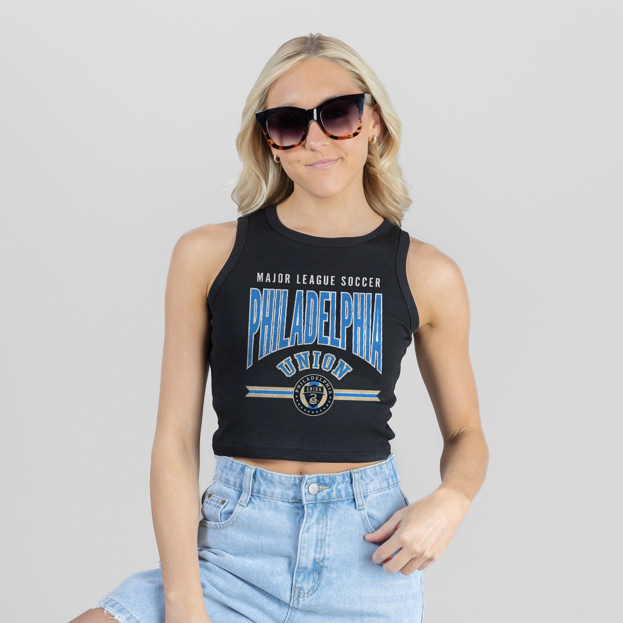 PHILADELPHIA UNION MIC DROP ESSENTIAL RIBBED CROP TANK