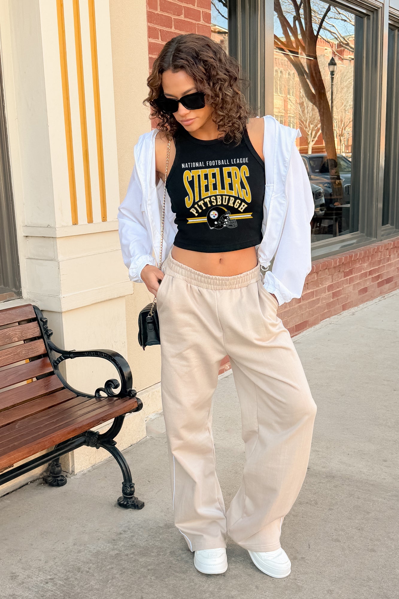 PITTSBURGH STEELERS MIC DROP ESSENTIAL RIBBED CROP TANK
