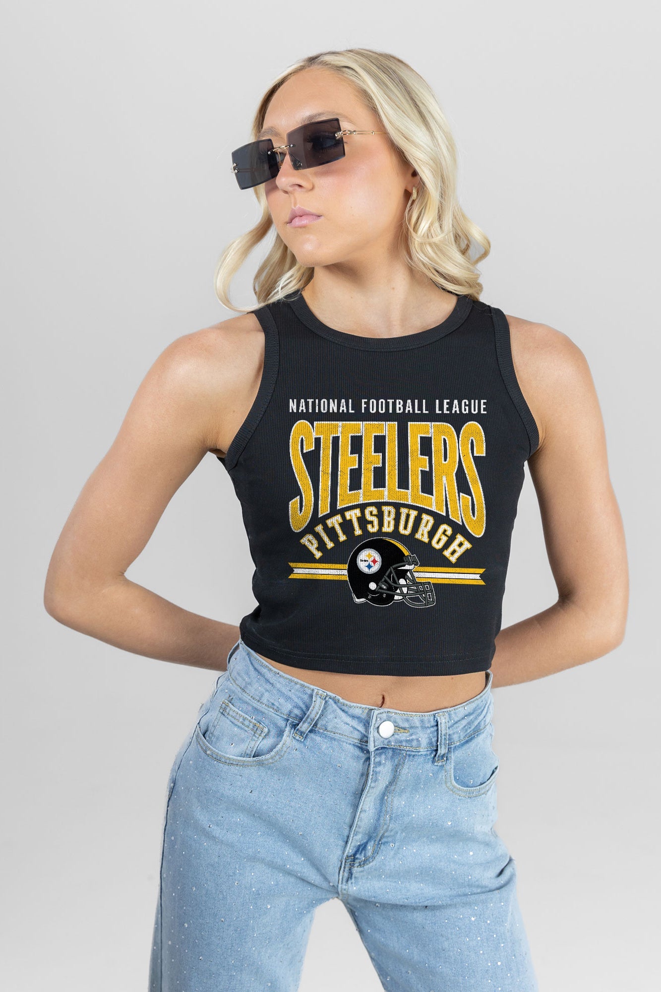 PITTSBURGH STEELERS MIC DROP ESSENTIAL RIBBED CROP TANK