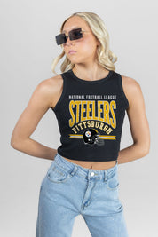 PITTSBURGH STEELERS MIC DROP ESSENTIAL RIBBED CROP TANK