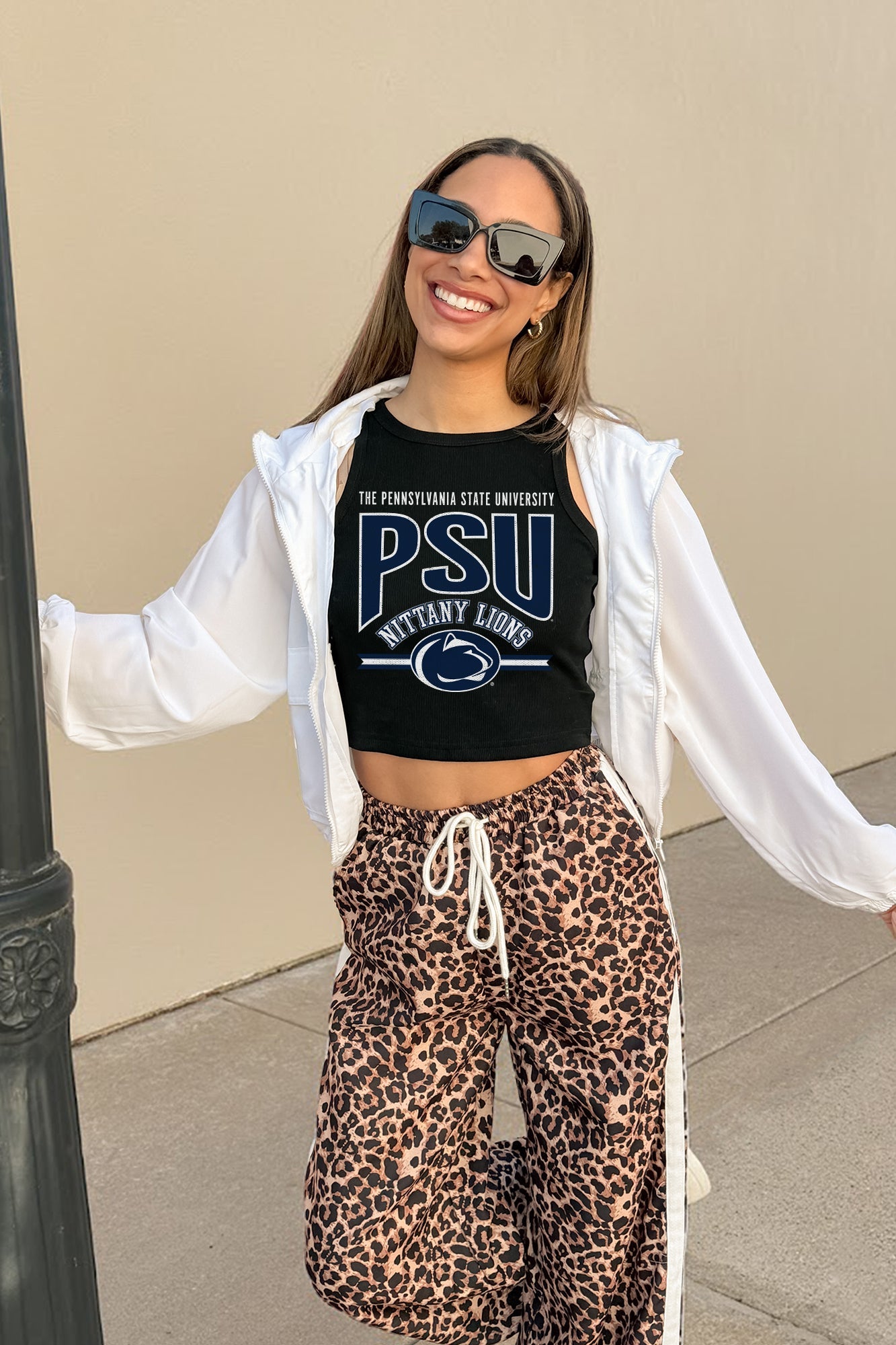 PENN STATE NITTANY LIONS MIC DROP ESSENTIAL RIBBED CROP TANK