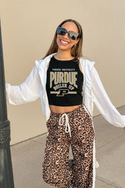 PURDUE BOILERMAKERS MIC DROP ESSENTIAL RIBBED CROP TANK