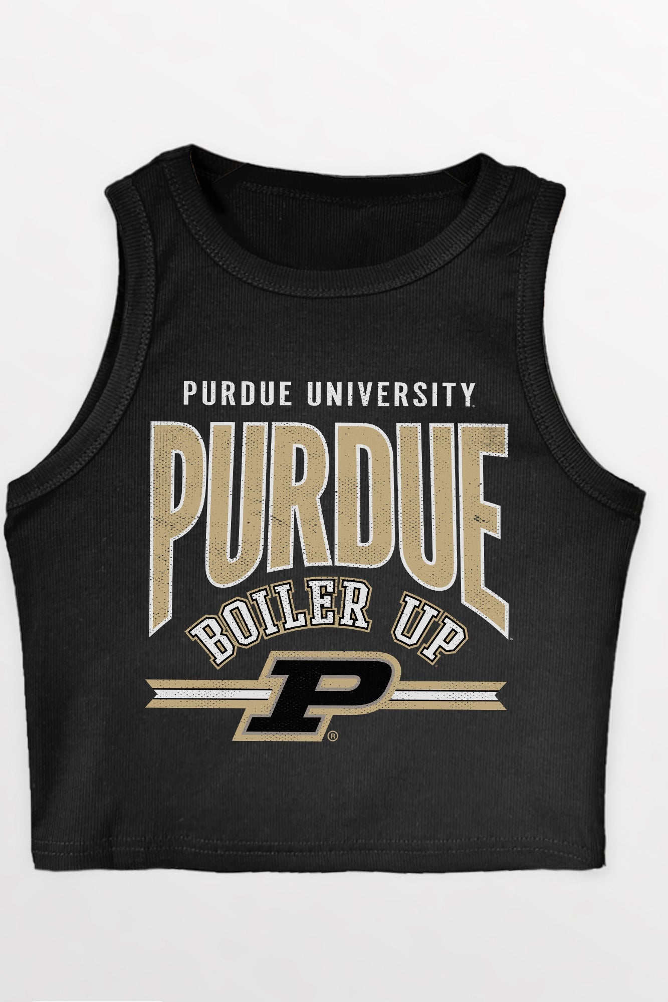 PURDUE BOILERMAKERS MIC DROP ESSENTIAL RIBBED CROP TANK