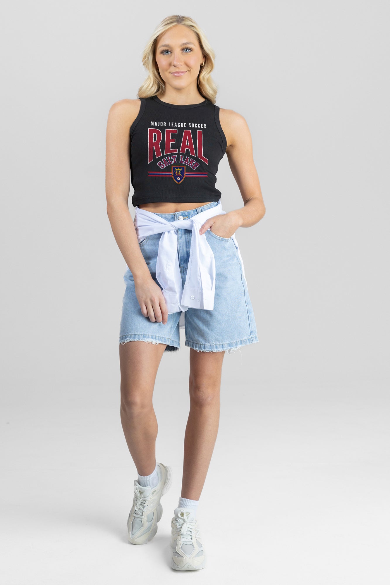 REAL SALT LAKE MIC DROP ESSENTIAL RIBBED CROP TANK