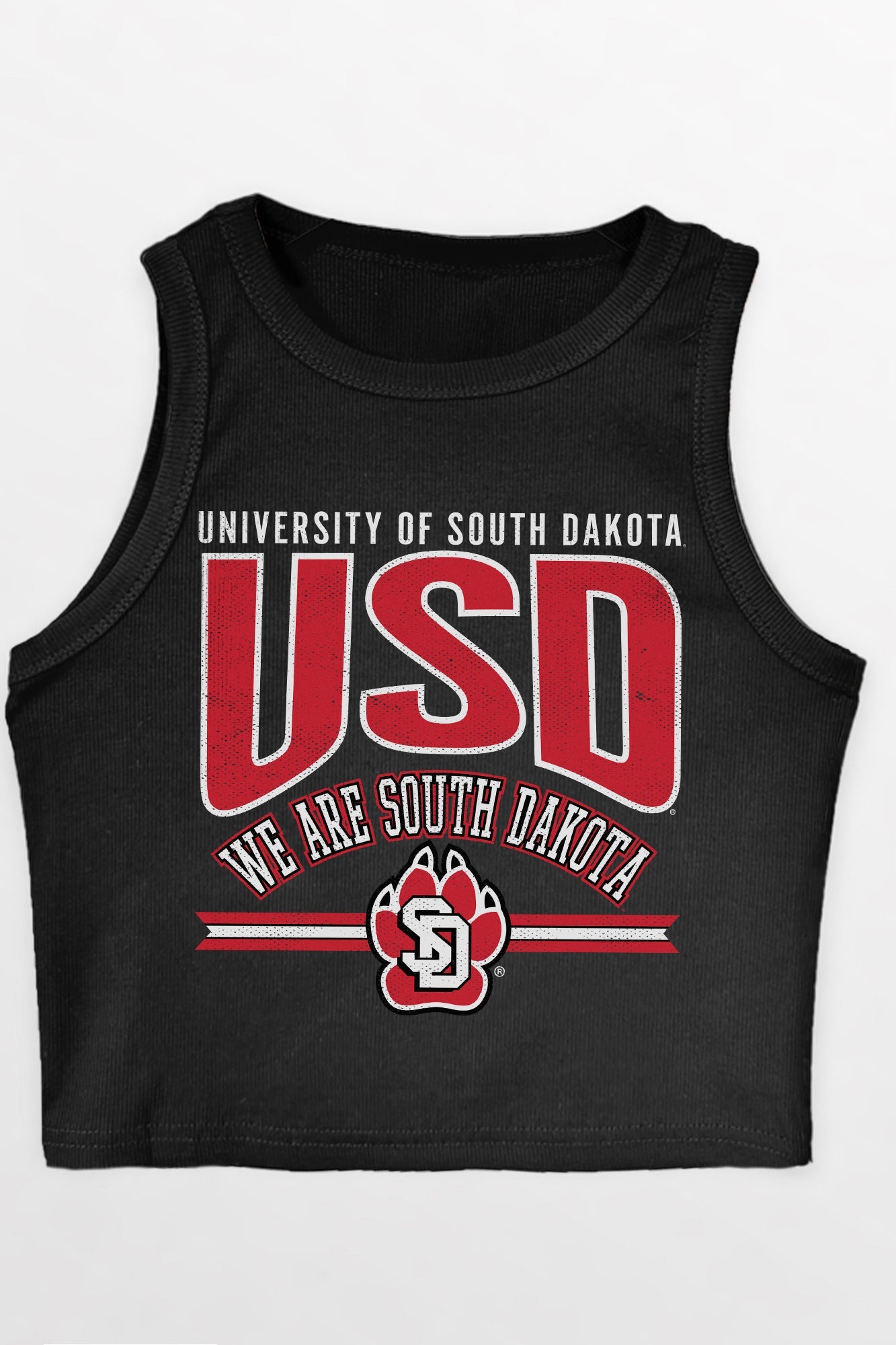 SOUTH DAKOTA COYOTES MIC DROP ESSENTIAL RIBBED CROP TANK